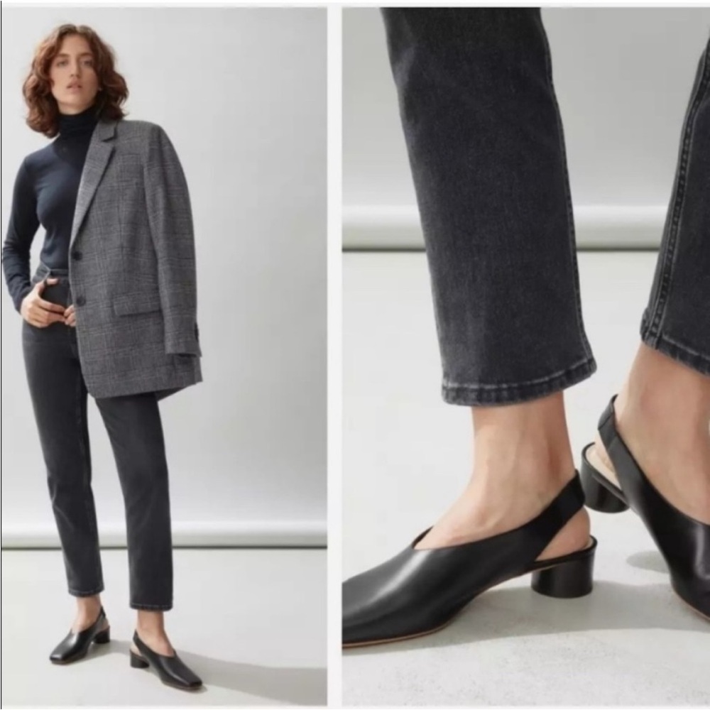 Everlane Square Toe Slingback Heels 10